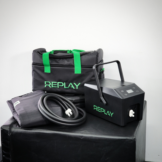 Replay Pro ice compression therapy unit without battery pack, portable recovery device with carry bag and hose